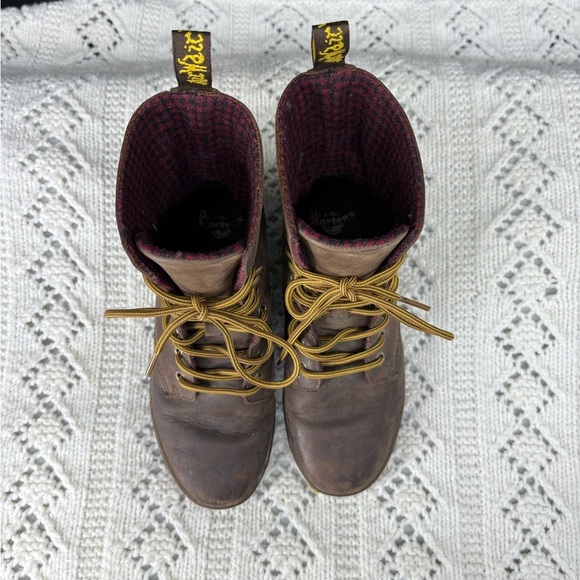 Dr. Martens Tehani Brown Leather Shoe Lace-up EU36 Flannel Foldover Sold Out - Picture 5 of 9